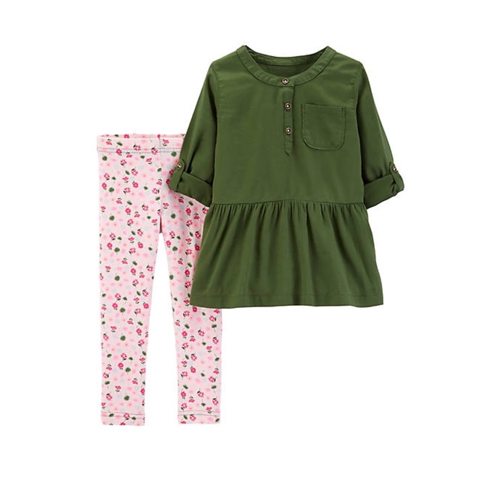 NWT! Carter’s Girls Sateen Top & Rose Leggings Set